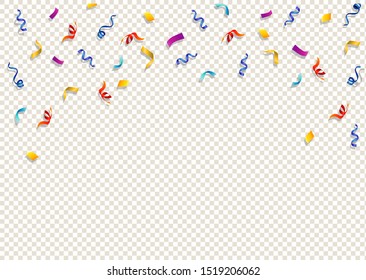 Colorful bright confetti isolated on transparent background. Celebration  Party Vector illustration