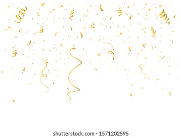 Colorful bright confetti isolated on transparent background. Festive Vector illustration