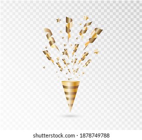 Colorful bright confetti isolated on transparent background. Festive vector illustration