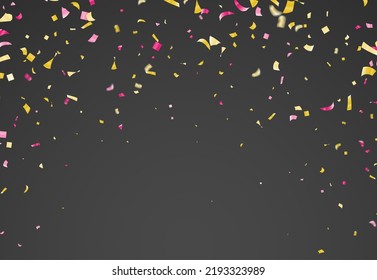 Colorful bright confetti isolated on background. Festive vector illustration with place for text