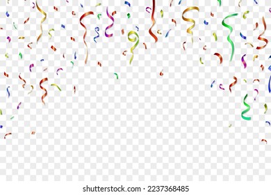 Colorful bright confetti isolated on transparent background. New year, birthday, valentines day design element. Holiday background.