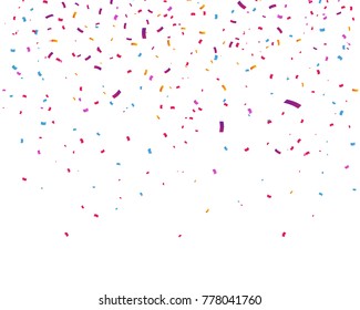 Colorful bright confetti isolated on transparent background. Festive vector illustration