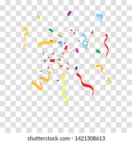 Colorful bright confetti on transparent background. Shine confetti. 