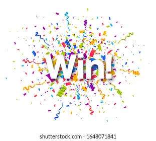 Celebration Win On Falling Down Confetti Stock Vector (Royalty Free ...