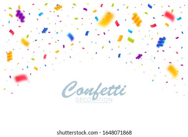 Colorful Bright Confetti Pieces Isolated On White Background. Celebration Party, Vector Illustration