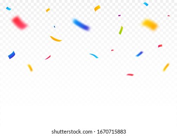 Colorful Bright Confetti Pieces Isolated On White Background. Celebration Party, Vector Illustration