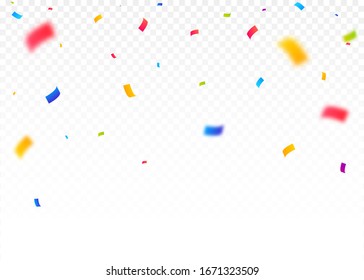 Colorful Bright Confetti Pieces Isolated On White Background. Celebration Party, Vector Illustration
