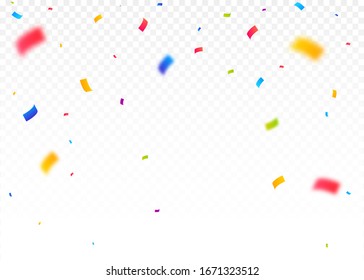 Colorful Bright Confetti Pieces Isolated On White Background. Celebration Party, Vector Illustration
