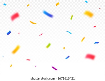 Colorful Bright Confetti Pieces Isolated On White Background. Celebration Party, Vector Illustration