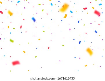 Colorful Bright Confetti Pieces Isolated On White Background. Celebration Party, Vector Illustration