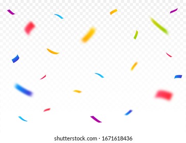 Colorful Bright Confetti Pieces Isolated On White Background. Celebration Party, Vector Illustration