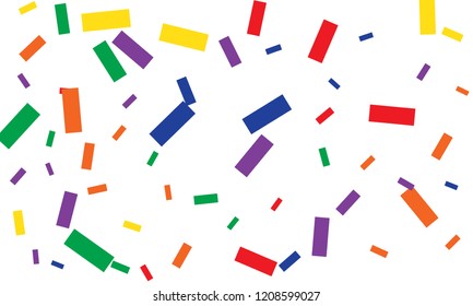 Colorful bright confetti with yellow color isolated on white background. Festive vector illustration