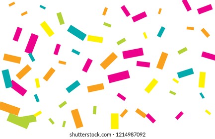 Colorful bright confetti with yellow color isolated on white background. Festive vector illustration