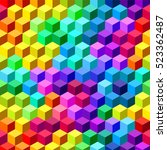 Colorful bright cubes. Seamless pattern,  abstract background. Vector illustration