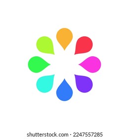 Colorful bright drop set. Round vector logo design with droplets.