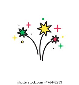 Colorful Bright Firework Isolated on White Background. Firework vector icon.