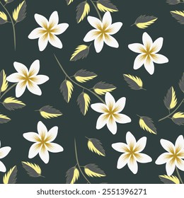 Colorido estampado floral brillante con flores y hojas. Patrón sin fisuras de Vector.