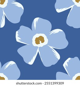 Colorful bright floral print with flowers and leaf. Vector seamless pattern.