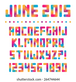 Colorful bright font with gradient transitions. Summer letters