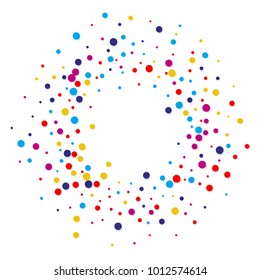 Colorful, bright frame of multi-colored circles on a white background.