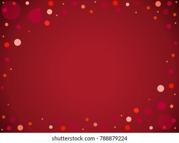 Colorful, bright frame of multi-colored circles on a red background.