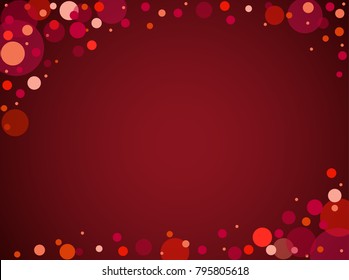 Colorful, bright frame of multi-colored circles on a red background.