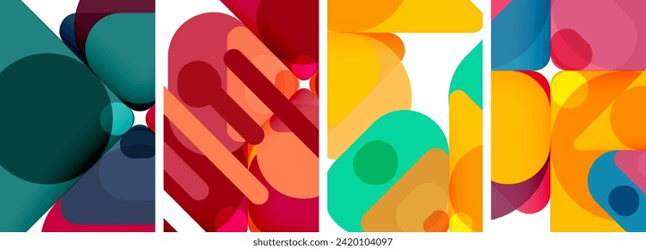 Colorful bright geometric abstract compositions for wallpaper, business card, cover, poster, banner, brochure, header, website