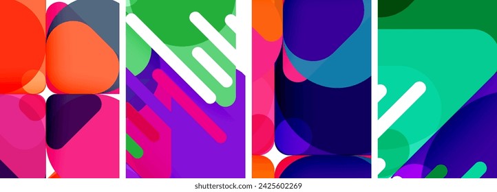 Colorful bright geometric abstract compositions for wallpaper, business card, cover, poster, banner, brochure, header, website
