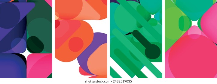 Colorful bright geometric abstract compositions for wallpaper, business card, cover, poster, banner, brochure, header, website