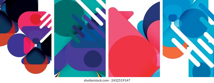Colorful bright geometric abstract compositions for wallpaper, business card, cover, poster, banner, brochure, header, website