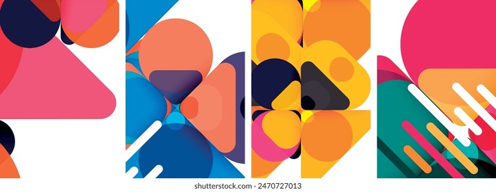 Colorful bright geometric abstract compositions for wallpaper, business card, cover, poster, banner, brochure, header, website