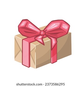 Colorful bright gift illustration, box with bow, symbol, vector, illustration