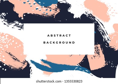 Colorful bright hand drawn abstract background with artistic brush strokes and paint stains. Vector design for card, banner or social media post.