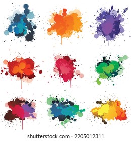 Colorful Bright Ink Splashes on White Background