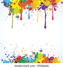 Colorful bright ink splashes on white background