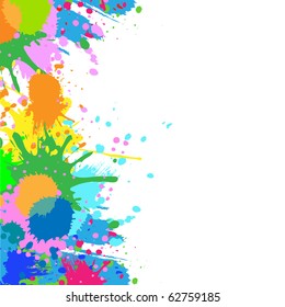Colorful bright ink splashes on white background