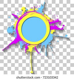 Colorful bright ink splashes on squared background