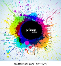 Colorful bright ink splashes with place for text