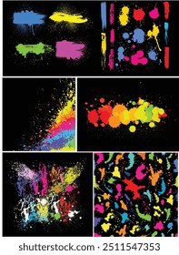 Colorful Bright Ink Splashes Vector Background