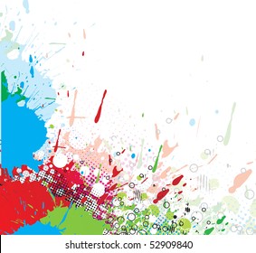 Colorful bright ink splat design with a white background. vector illustration.