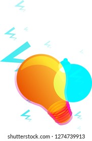 Colorful bright light bulb vector. Rainbow light against dark background. Electricity and lightning. Electric light bulb. Ideas moving through outer space. Electric shock.