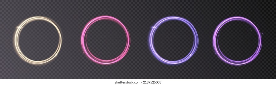 Colorful Bright Light Rings. Vector Png