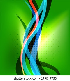 Colorful bright lines background design with dotted texture and place for text