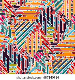 Colorful bright lines seamless geometric pattern