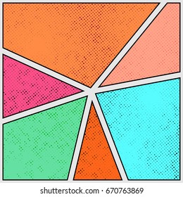 Colorful bright old style comic strip page cover. Retro dotted grain pattern creative colorful layout. Vector illustration