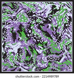 Colorful bright painted vector background of wavy lines. Abstract silk scarves fashion. marble, wallpaper, geometric pattern, scarf, rug, pillow, bandana, fabric textile, clothing, kerchief prints etc