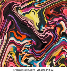 Fundo de vetor pintado brilhante colorido de linhas onduladas. Abstrato lenços de seda moda. mármore, superfície, padrão geométrico, cachecol, tapete, travesseiro, bandana, tecido têxtil, roupas, impressões de lenço etc