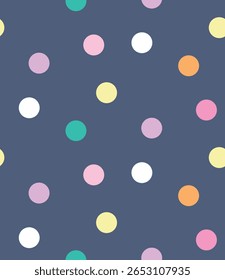 Colorido brilhante pastel polka impressão, padrão vetor sem emenda, círculos. Resumo, fundo em rosa claro e Para têxteis, tecido de algodão, capas, papel de parede, impressão, cartões, papel de parede scrapbooking etc