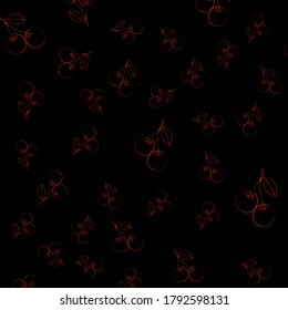 colorful bright pattern with contour cherries on a gradient background. Vector pattern. Cherry background.