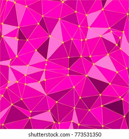 
Colorful and bright pink vector polygon mosaic background with yellow dots. Vector illustration for your graphic design.